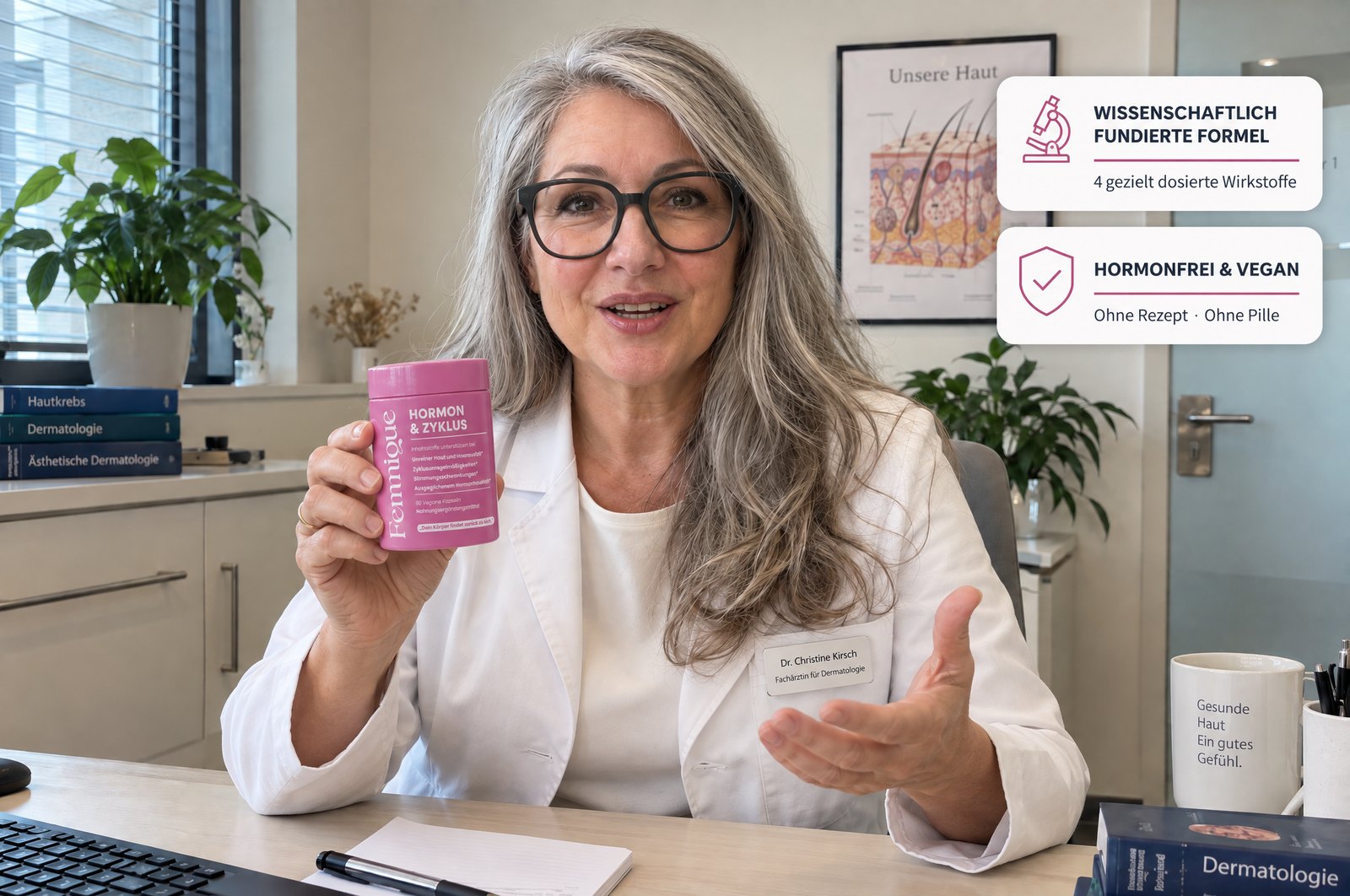 Dr. Christine Kirsch mit Femmique Hormon & Zyklus in ihrer Praxis